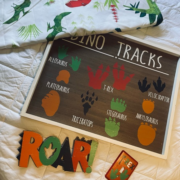 Wall Decor | Dinosaur Footprint Wall Art With Roar Sign | Poshmark